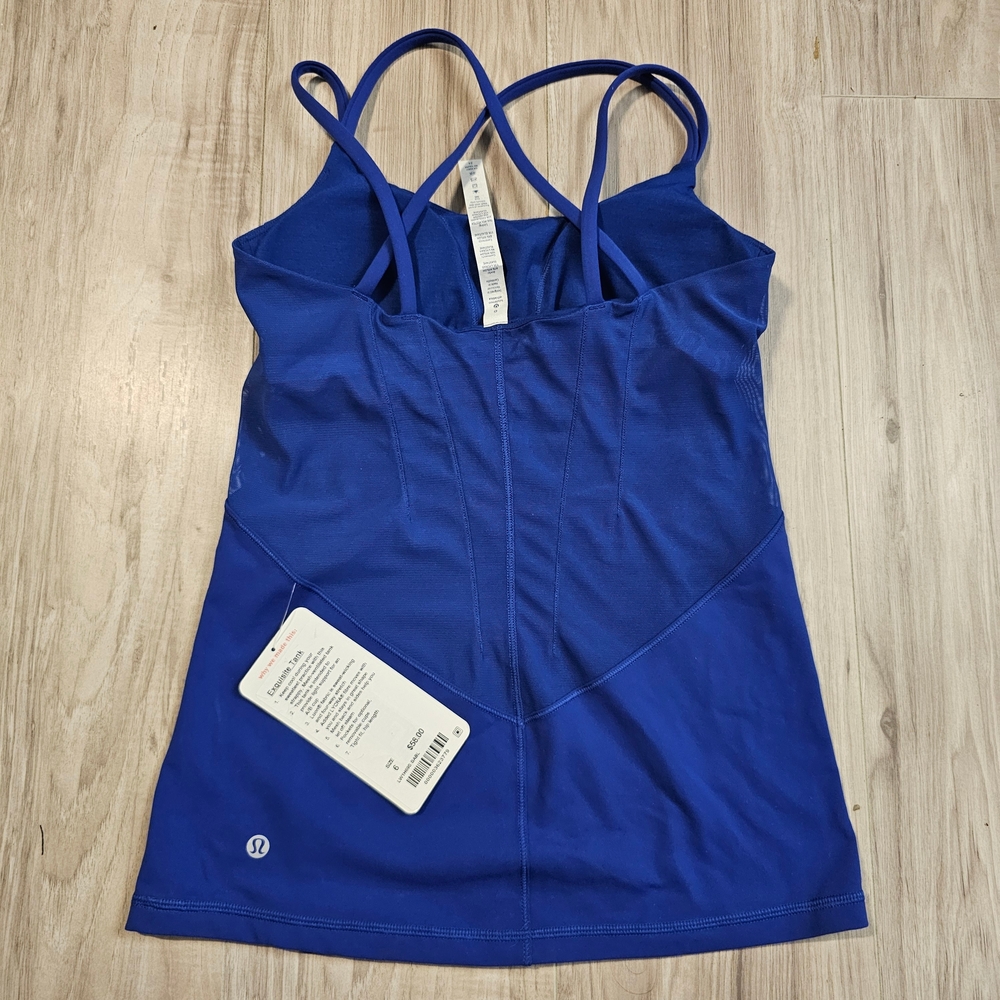 NWT LULULEMON Exquisite Bra Strappy Tank Top โ Sapphire Blue โ Size 6 - Picture 2 of 8